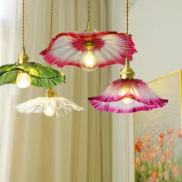 Vintage Pendant Lights Flower Glass Hanging Lamps Home Decoration Lighting Living Room Bedroom Bedside Light Fixture Indoor Shop