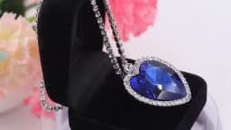 Titanic Heart of Ocean Blue Heart Love Forever Pendant Necklace + Velvet Bag