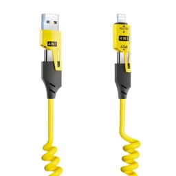 65W Quick Charger Spring USB Cable 4 in 1 Spring Data Cable 6A USB Type C Spring Telescopic Wire for iPhone iPad MacBook Huawei