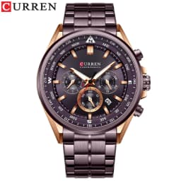 CURREN Luxury Brand Watches for Men Casual Sporty Quartz Wristwatch with Stainless Steel Band Chronograph Clock Male Silver