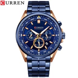 CURREN Luxury Brand Watches for Men Casual Sporty Quartz Wristwatch with Stainless Steel Band Chronograph Clock Male Silver