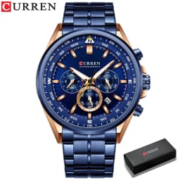 CURREN Luxury Brand Watches for Men Casual Sporty Quartz Wristwatch with Stainless Steel Band Chronograph Clock Male Silver