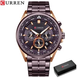 CURREN Luxury Brand Watches for Men Casual Sporty Quartz Wristwatch with Stainless Steel Band Chronograph Clock Male Silver