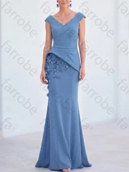 Customized Mermaid V-Neck Cap Sleeves Ruched Mother of The Bride Dresses Elegant Evening Dress Sexy High Quality Prom Party Gown