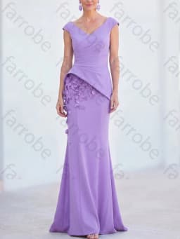 Customized Mermaid V-Neck Cap Sleeves Ruched Mother of The Bride Dresses Elegant Evening Dress Sexy High Quality Prom Party Gown