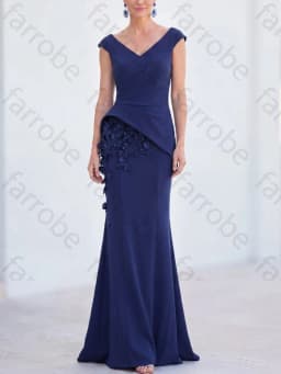 Customized Mermaid V-Neck Cap Sleeves Ruched Mother of The Bride Dresses Elegant Evening Dress Sexy High Quality Prom Party Gown