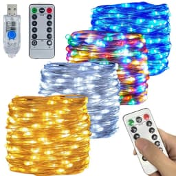 5M/10M/20M/30M USB 8Modes Remote Copper Wire LED Waterproof String Fairy Light for Xmas Party New Year Christmas Decoration