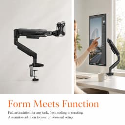 Single Monitor Arm 13-34 Inch, Adjustable Gas Spring Arm, Monitor Desk Mount for 4.4-19lbs, VESA 75/100mm with C-Clamp/Grommet Base, Ergonomic Stand for Work/Gaming