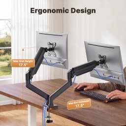 Single Monitor Arm 13-34 Inch, Adjustable Gas Spring Arm, Monitor Desk Mount for 4.4-19lbs, VESA 75/100mm with C-Clamp/Grommet Base, Ergonomic Stand for Work/Gaming