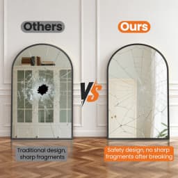 MCQ Arched Bathroom Mirror or Over Sink Wall Mounted Aluminum Alloy Frame Mirror Horizontal or Vertical Hanging Modern Wall Mount Vanity Mirror for Home