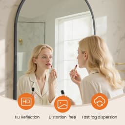 MCQ Arched Bathroom Mirror or Over Sink Wall Mounted Aluminum Alloy Frame Mirror Horizontal or Vertical Hanging Modern Wall Mount Vanity Mirror for Home