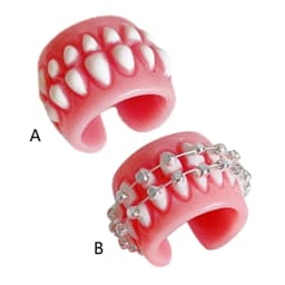 Punk Funny Colorful Acrylic Teeth Rings For Women Hip Hop Cartoon Teeth Mouth Ring Geometric Resin Ring Party Jewelry