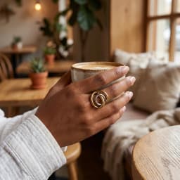 Sculptural Mixed Metal Intertwined Ring for Women Waterproof Stainless Steel Two Tone Abstract Winding Ring Jewelry Gift