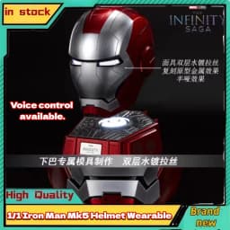 New In Stock Marvel Avengers 1/1 Iron Man Mk5 Helmet Wearable Automatic Voice-Activated Electric Open And Close Series Toy Gift