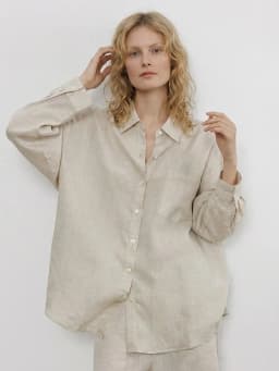 Linen Blue Button Down Shirt For Women Luxury Oversize Tops Summer Long Sleeve Basic Thin Women's White Linen Shirts Ladies Pink
