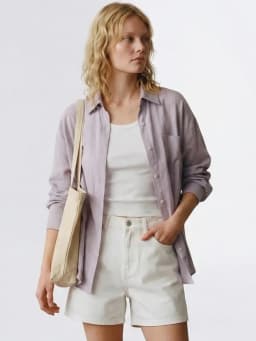 Linen Blue Button Down Shirt For Women Luxury Oversize Tops Summer Long Sleeve Basic Thin Women's White Linen Shirts Ladies Pink
