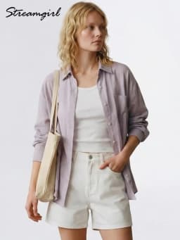 Linen Blue Button Down Shirt For Women Luxury Oversize Tops Summer Long Sleeve Basic Thin Women's White Linen Shirts Ladies Pink