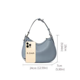 The First Layer of Cowhide Underarm Shoulder Bag 2026 New Niche Design Minimalist Blue Fashion Soft Leather Hand Saddle Bag