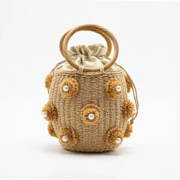 Handmade Rhinestone Crystal Embellished Straw Bag Small Bucket Lady Travel Purses and Handbags
