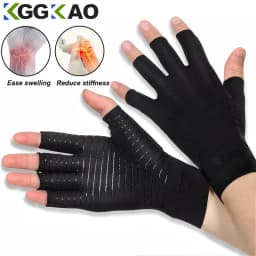 1Pair Copper Arthritis Compression Gloves Fingerless for Carpal Tunnel, Rheumatoid,Tendonitis,Computer Typing,Support for Joints