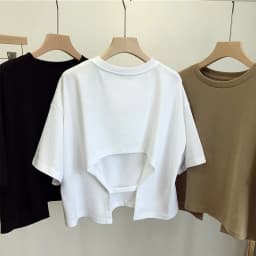Summer New Ladies Casual Backless T-Shirt 2023 Korean Women Round Neck Loose Sweet Spicy Wind Short-Sleeved Crop Tops