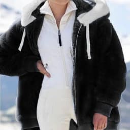 New Autumn/Winter Loose Plush Zipper Hooded Coat for Women