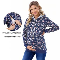 Autumn Winter Maternity Clothes Breastfeeding Tops Nursing Hoodies Thickened Warming Long Sleeve Pregnant Women Hoodie Sweater