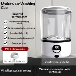 Mini Portable LED Washing Machine 2L White 2000mAh Rechargeable Turbine Laundry Cup for Children’s Underwear Socks