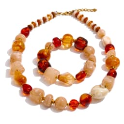 Yhpup Waterproof Acrylic Resin Beads Chain Handmade Necklace Bracelet Set Stainless Steel Distinctive Arrivals Jewelry