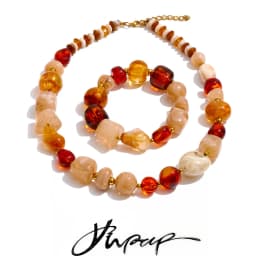 Yhpup Waterproof Acrylic Resin Beads Chain Handmade Necklace Bracelet Set Stainless Steel Distinctive Arrivals Jewelry