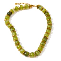 Yhpup Exclusive Resin Beads & Spacer Chain Handmade Statement Necklace 2025 Stainless Steel Waterproof Fashion Jewelry Gift