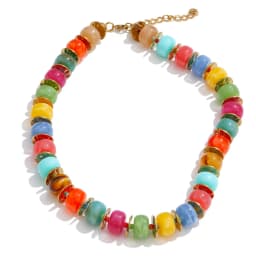 Yhpup Exclusive Resin Beads & Spacer Chain Handmade Statement Necklace 2025 Stainless Steel Waterproof Fashion Jewelry Gift