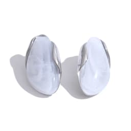 Yhpup New Resin Geometric Stud Earrings for Women 18K Golden Plated Stainless Steel Fashion Daily Jewelry Brown Green Beige