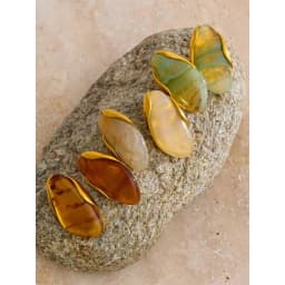 Yhpup New Resin Geometric Stud Earrings for Women 18K Golden Plated Stainless Steel Fashion Daily Jewelry Brown Green Beige