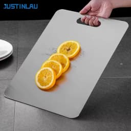 JUSTINLAU Stainless Steel Thickened Cutting Board Antibacterial Mildew-proof Kneading Dough Board Fruit Vegetable Cutting Board