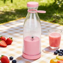6 Blades 420ml Portable Juicer Blender USB Charging Wine Bottle Shape Fruit Mixer Mini Electric Juicer Cup for Kitchen Daily Use
