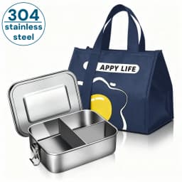 304 Stainless Steel Bento Box Double Layer Compartment Student Lunch Box Leak Proof American Style Airtight Food Container