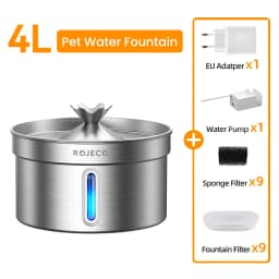 ROJECO Stainless Steel Pet Drinking Fountain Smart Pet Water Dispenser Automatic Cat Water Fountain for Dog Cat Drinking Supply