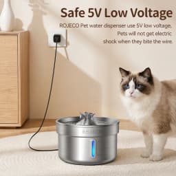 ROJECO Stainless Steel Pet Drinking Fountain Smart Pet Water Dispenser Automatic Cat Water Fountain for Dog Cat Drinking Supply