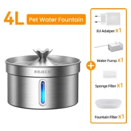 ROJECO Stainless Steel Pet Drinking Fountain Smart Pet Water Dispenser Automatic Cat Water Fountain for Dog Cat Drinking Supply