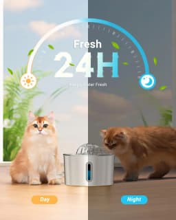 2.2L Stainless Steel Pet Water Dispenser with Dual Outlet Mode and Flower Outlet Design Makes Pets Enjoy Drinking Water More