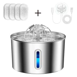 2.2L Stainless Steel Pet Water Dispenser with Dual Outlet Mode and Flower Outlet Design Makes Pets Enjoy Drinking Water More