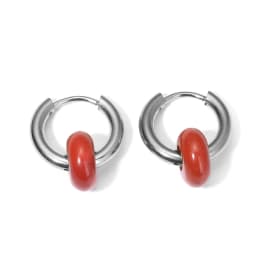 Classic Fashion Natural Stone Round Bead Hoop Earrings Woman Turquoises 3.0mm Thick Stainless Steel Ear Buckle Earrings Jewelry