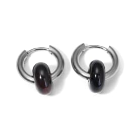 Classic Fashion Natural Stone Round Bead Hoop Earrings Woman Turquoises 3.0mm Thick Stainless Steel Ear Buckle Earrings Jewelry