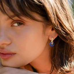 Classic Fashion Natural Stone Round Bead Hoop Earrings Woman Turquoises 3.0mm Thick Stainless Steel Ear Buckle Earrings Jewelry