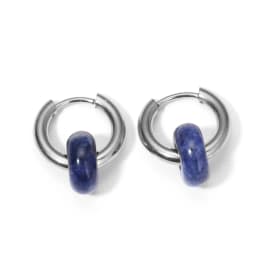 Classic Fashion Natural Stone Round Bead Hoop Earrings Woman Turquoises 3.0mm Thick Stainless Steel Ear Buckle Earrings Jewelry