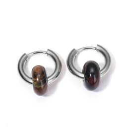 Classic Fashion Natural Stone Round Bead Hoop Earrings Woman Turquoises 3.0mm Thick Stainless Steel Ear Buckle Earrings Jewelry