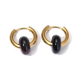 Classic Fashion Natural Stone Round Bead Hoop Earrings Woman Turquoises 3.0mm Thick Stainless Steel Ear Buckle Earrings Jewelry