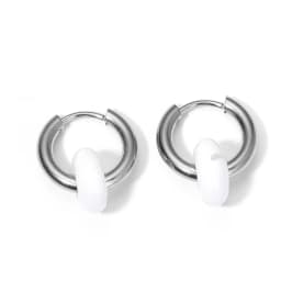 Classic Fashion Natural Stone Round Bead Hoop Earrings Woman Turquoises 3.0mm Thick Stainless Steel Ear Buckle Earrings Jewelry