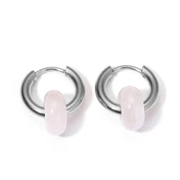 Classic Fashion Natural Stone Round Bead Hoop Earrings Woman Turquoises 3.0mm Thick Stainless Steel Ear Buckle Earrings Jewelry